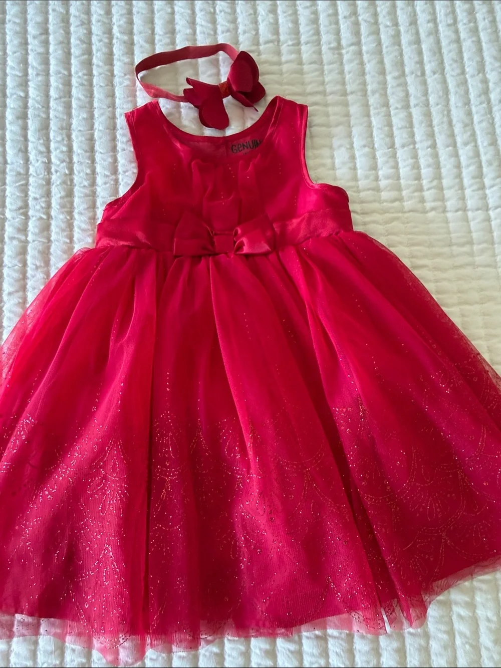 OshKosh B'gosh Sparkling Red Tulle Party Dress with Bow Headband